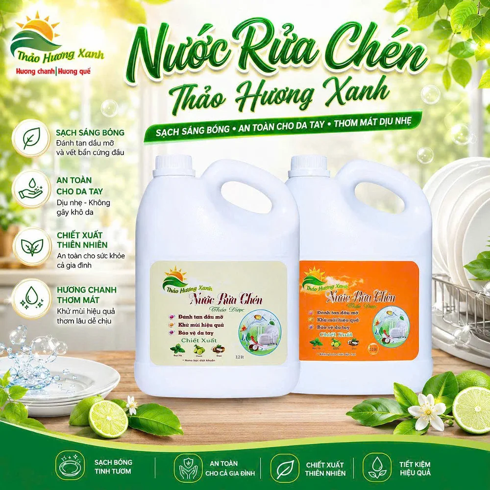 Nước rửa chén Thảo Hương Xanh (dung tích 3.2 lít, hương quế) - Ảnh 2